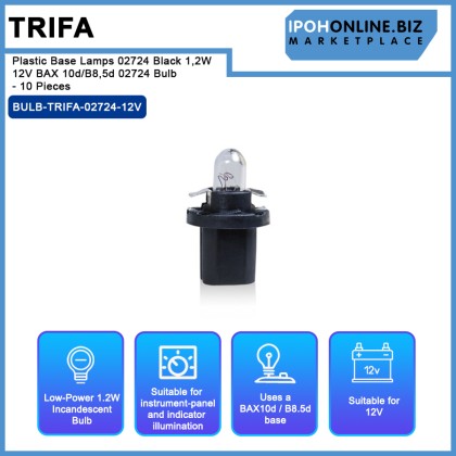 Trifa Plastic Base Lamps 02724 Black 1,2W 12V BAX 10d/B8,5d 02724 Bulb - 10pieces